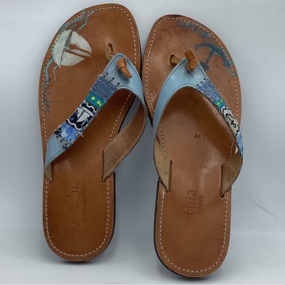 Anthia Greek Hand Painted Leather Sandals - Picture 1 of 11